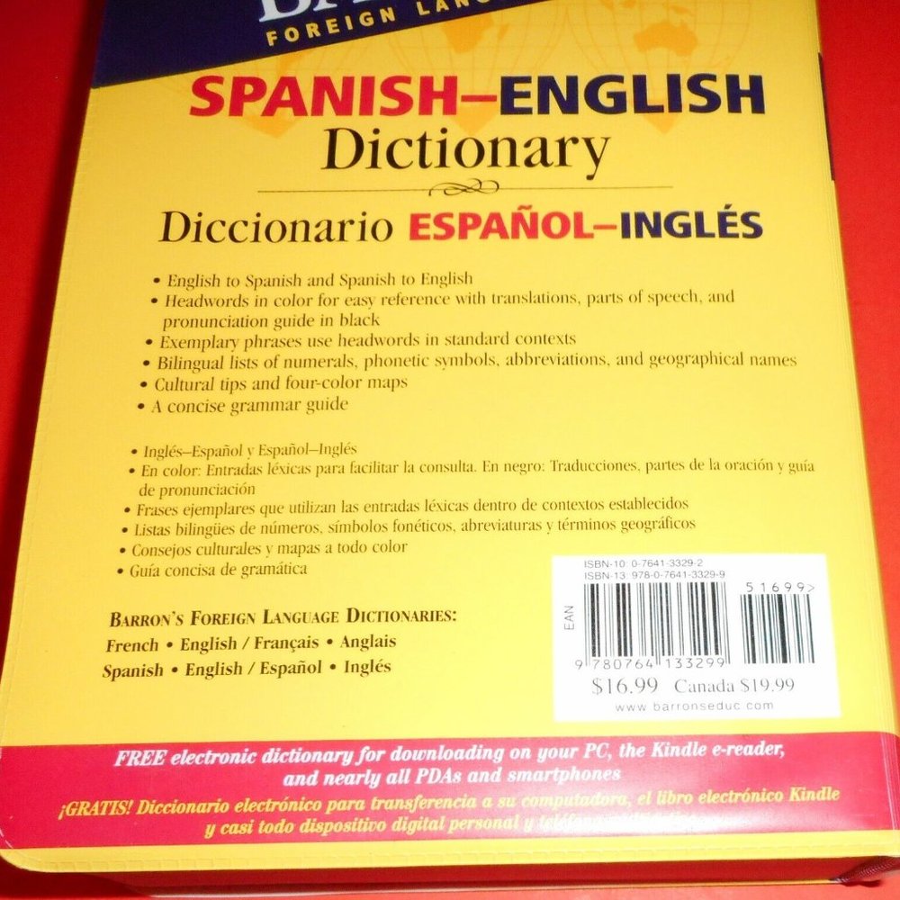 Barron's Spanish English Dictionary Bilingual Series 2006 Translate Both Ways